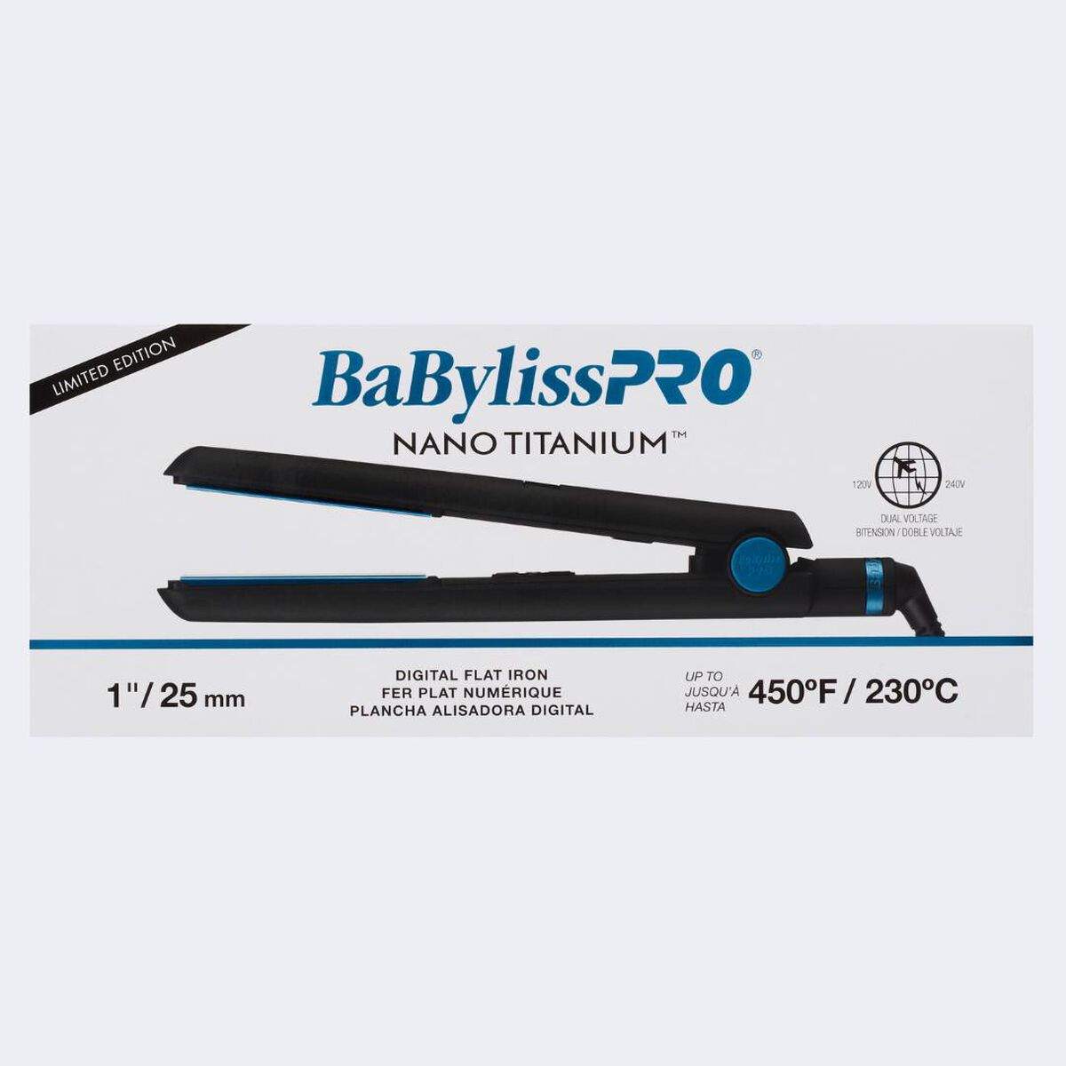 BaBylissPRO&reg; Nano Titanium&trade; Limited Edition Black & Blue 1" Digital Flat Iron, , hi-res 5