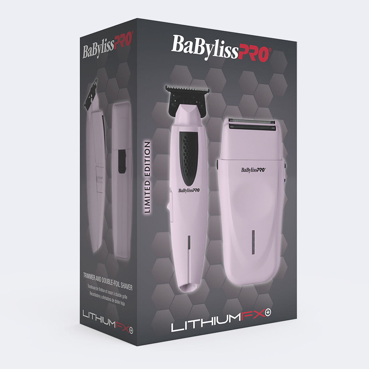 BaBylissPRO&reg; Limited Edition LithiumFX+ Trimmer & Double-Foil Shaver Prepack (Pink), , hi-res 5
