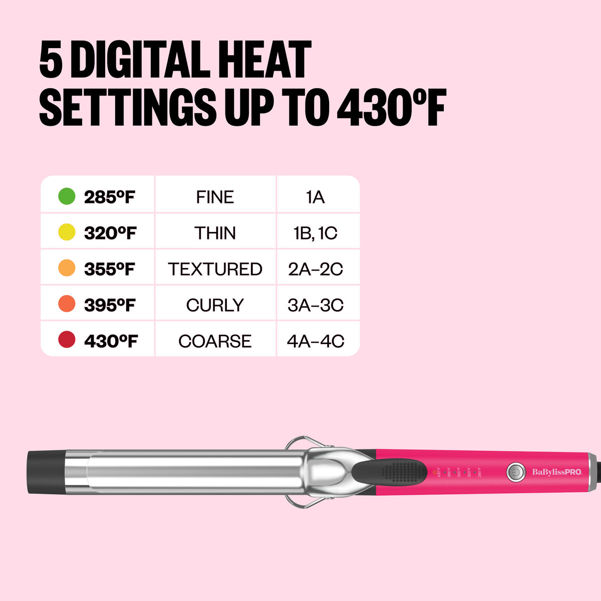 BaBylissPRO&reg; Limited Edition Extended-Barrel 1&frac14;" Curling Iron (Hot Pink), , hi-res 6
