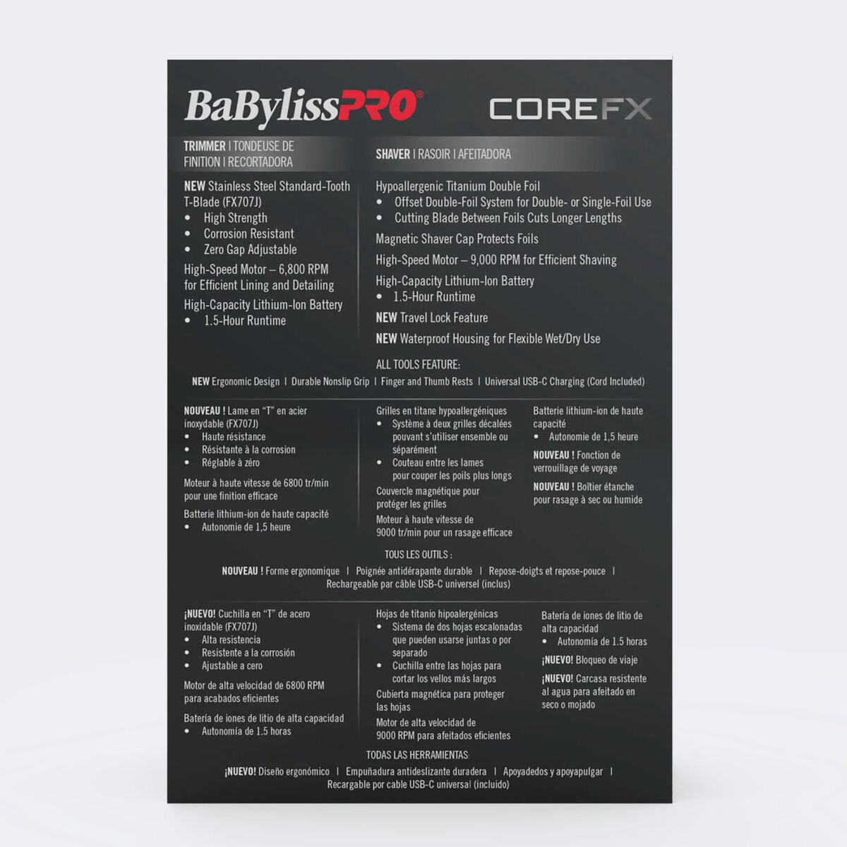 BaBylissPRO&reg; COREFX Professional Performance Trimmer & Shaver Prepack, , hi-res 5