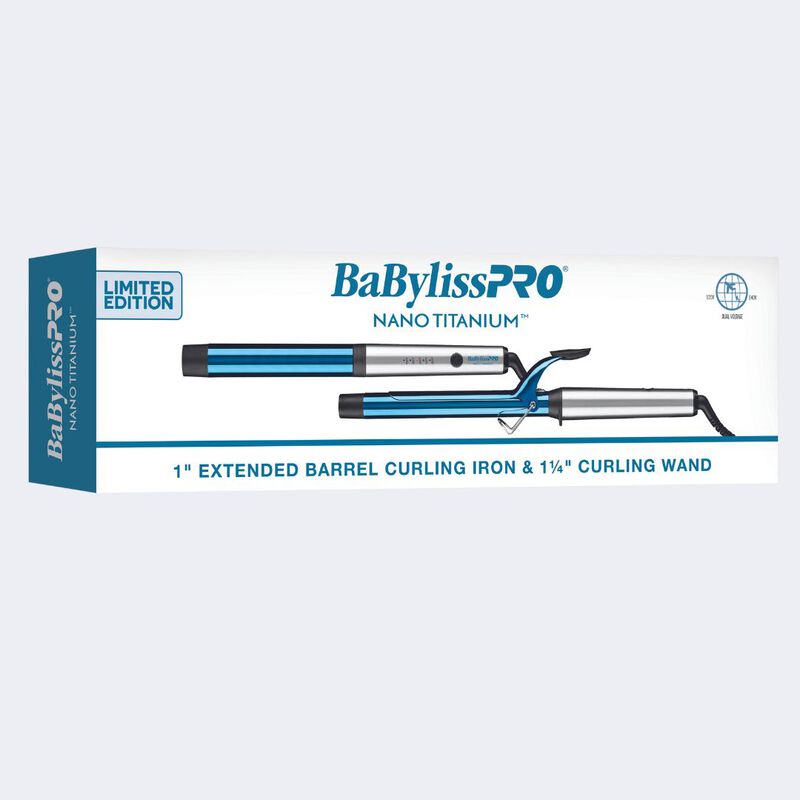 BaBylissPRO&reg; Nano Titanium&trade; 1" Extended-Barrel Curling Iron & 1 1/4" Curling Wand Gift Set, , hi-res
