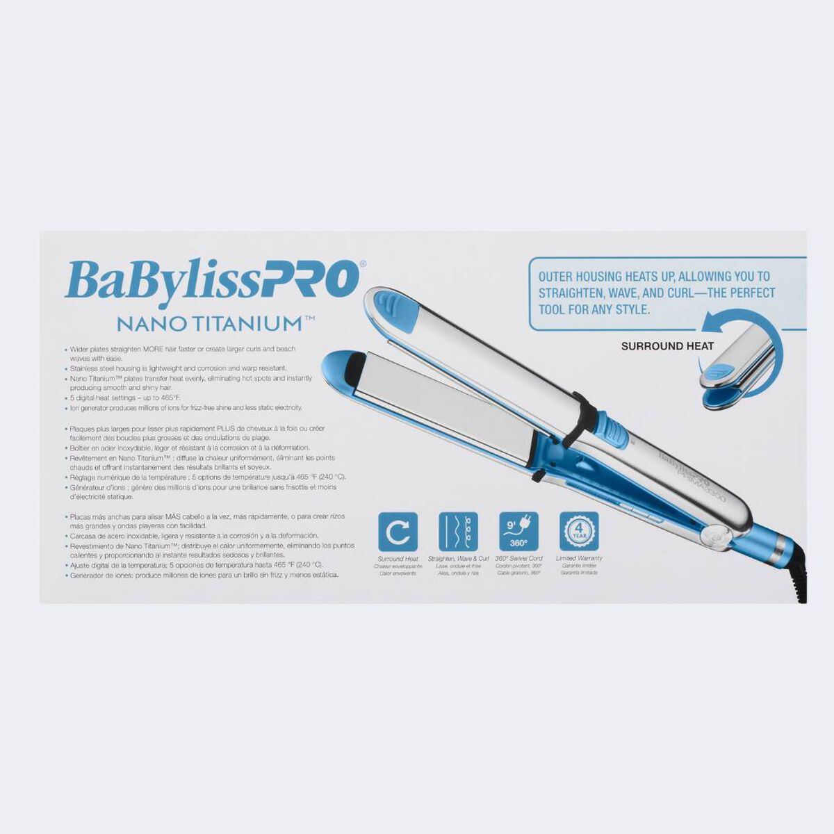 BaBylissPRO&reg; Nano Titanium&trade; 1 1/2" Prima Stainless Steel Styling Iron, , hi-res 7
