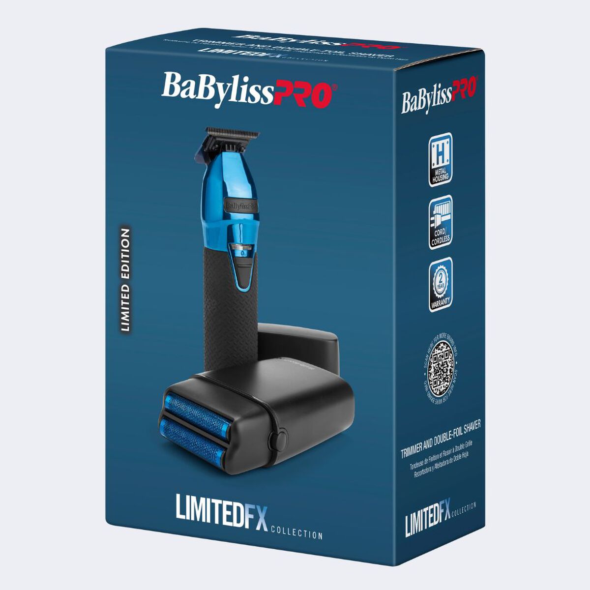BaBylissPRO&reg; LimitedFX Black & Blue Trimmer & Double-Foil Shaver Gift Set, , hi-res 2