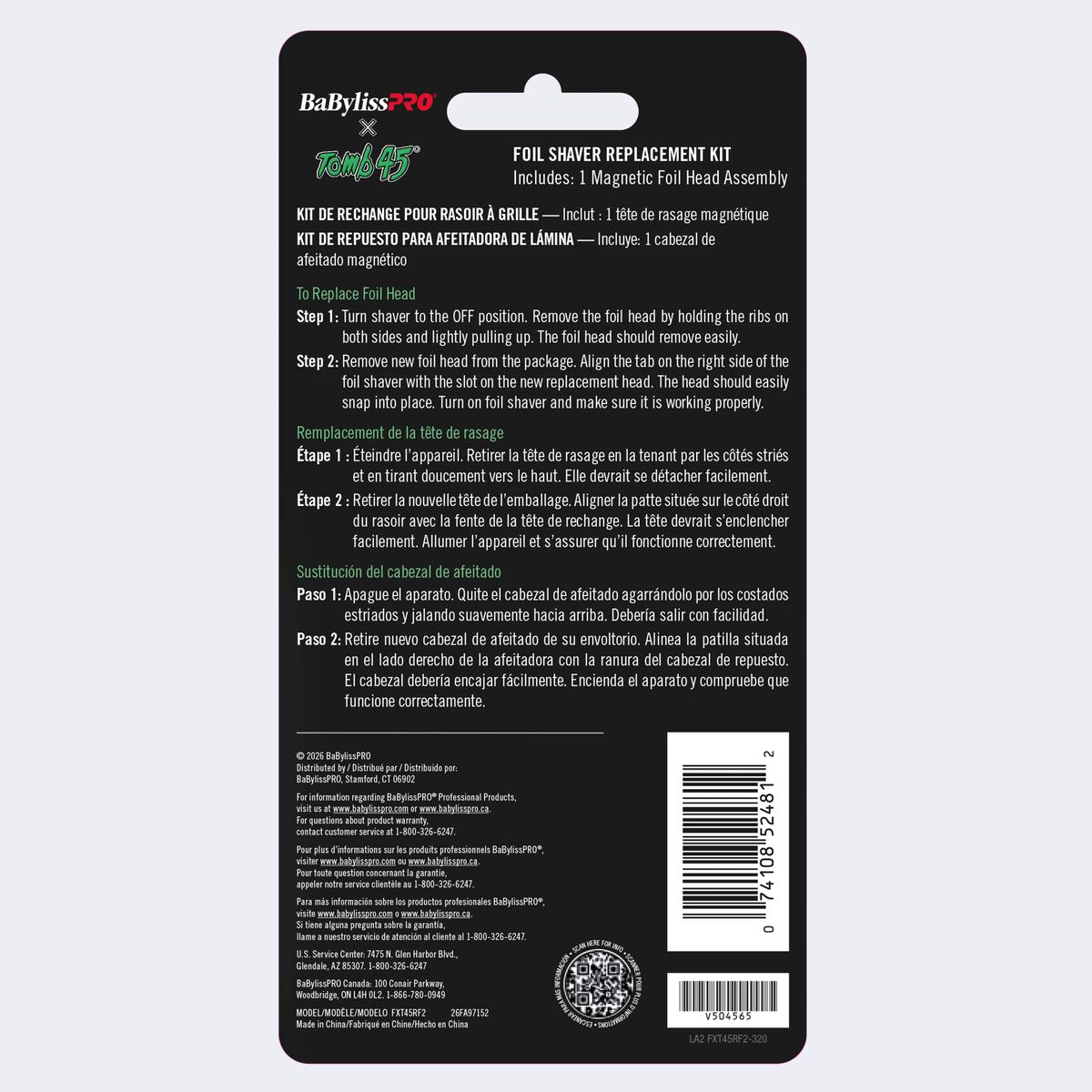 BaBylissPRO&reg; x Tomb45&reg; Double-Foil Shaver Replacement Foil, , hi-res 4