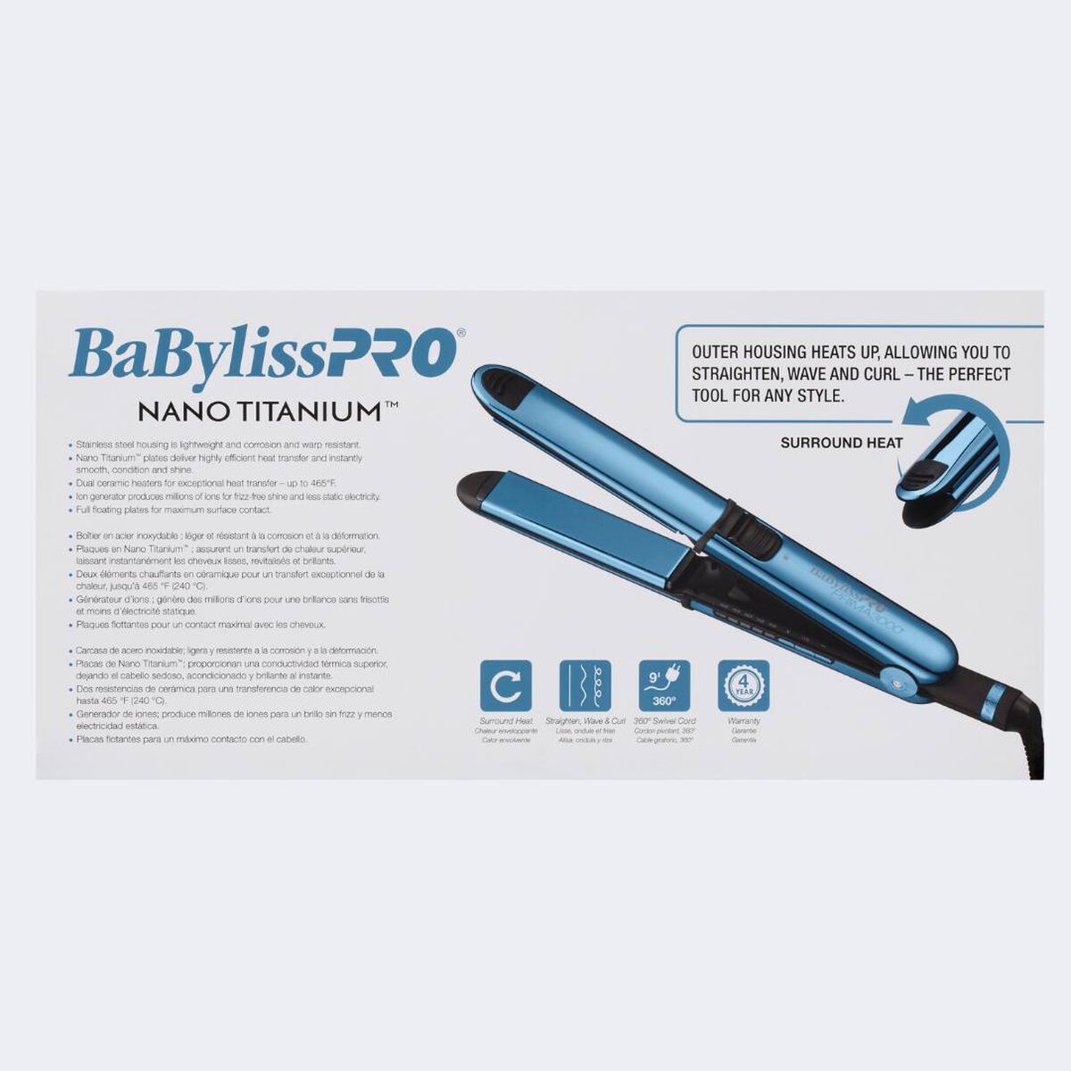 BaBylissPRO&reg; Nano Titanium&trade; Limited Edition Black & Blue 1 1/4" Prima3000&reg; Styling Iron, , hi-res 7