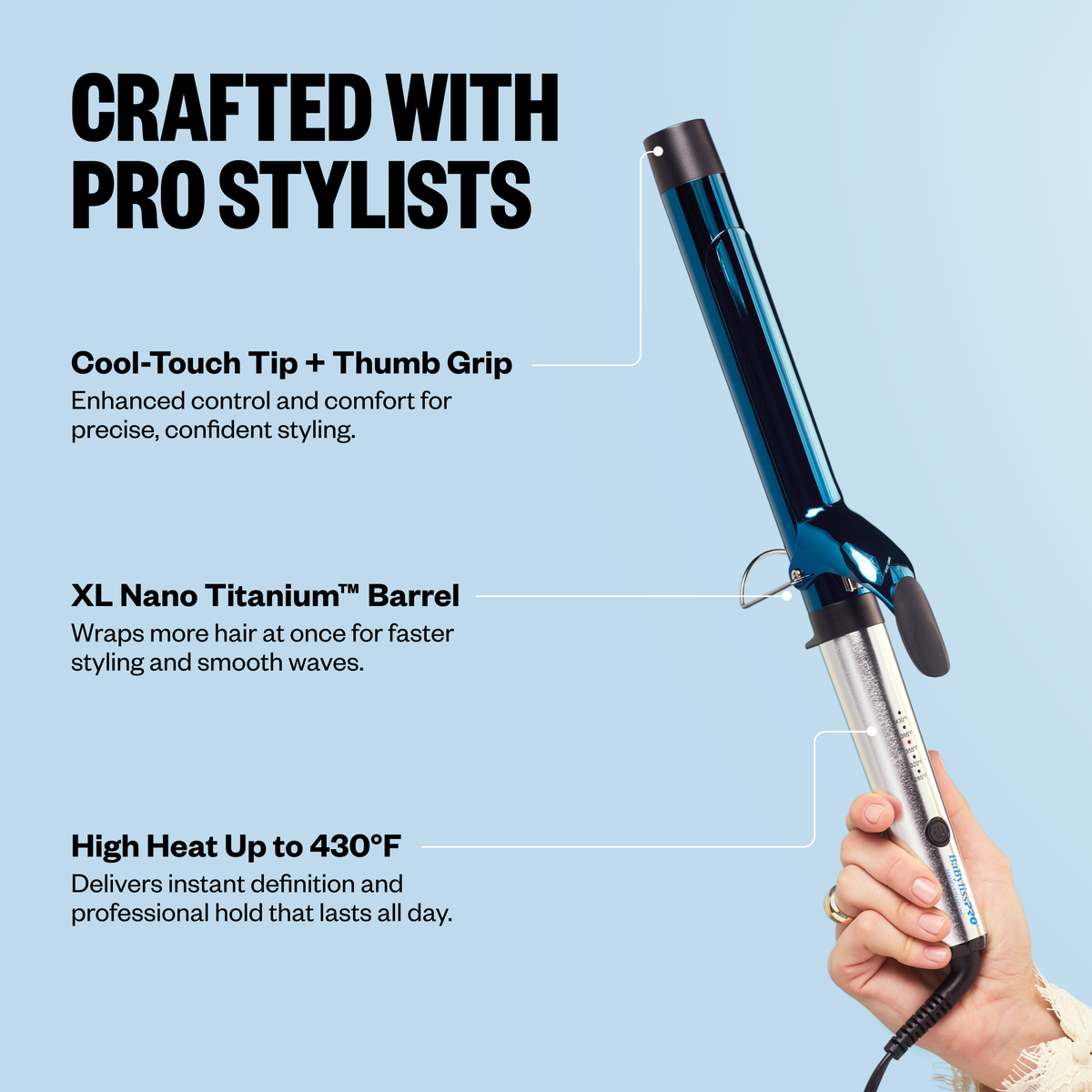 BaBylissPRO&reg; Nano Titanium&trade; 1&frac14;" Extended Barrel Curling Iron, , hi-res 5