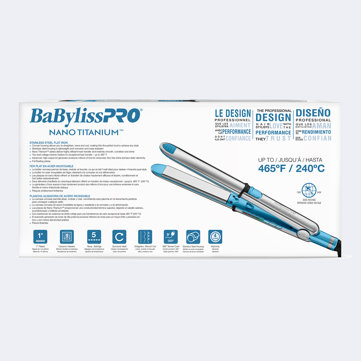 BaBylissPRO&reg; Nano Titanium&trade; Prima3100&reg; 1" Ionic Styling Iron, , hi-res 5