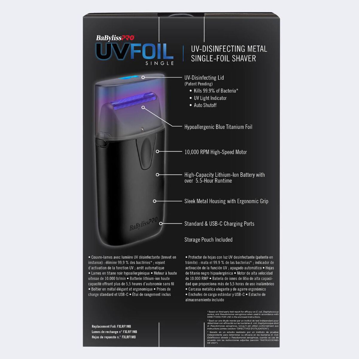 BaBylissPRO&reg; UVFOIL Matte Black UV Single-Foil Shaver, , hi-res 7
