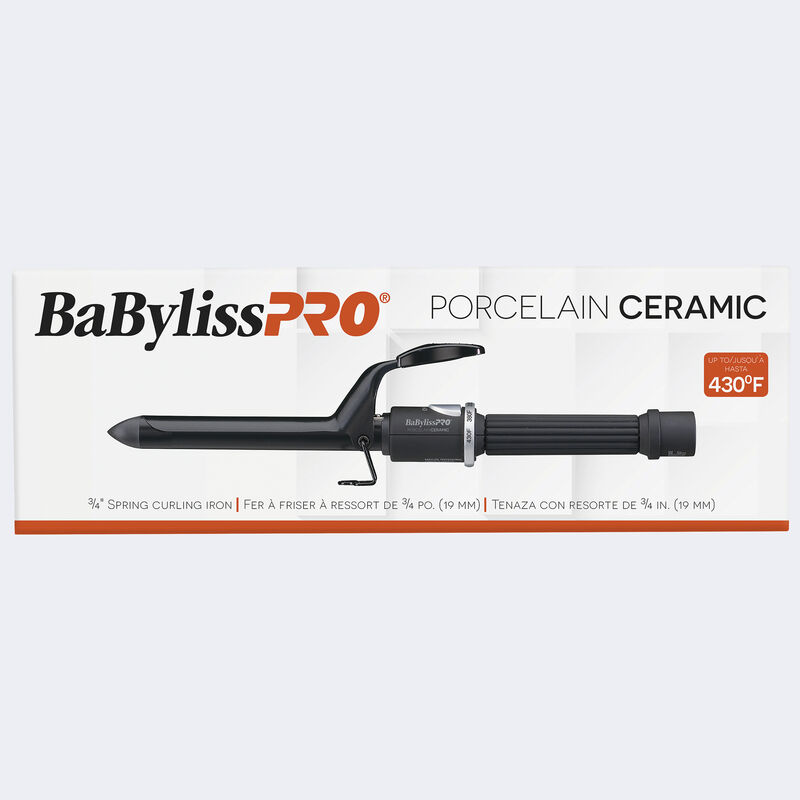BaBylissPRO&reg; Porcelain Ceramic &frac34;" Spring Curling Iron, , hi-res