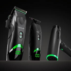 set of barber clipper, trimmer, and dryer from the babylisspro tomb45 collection