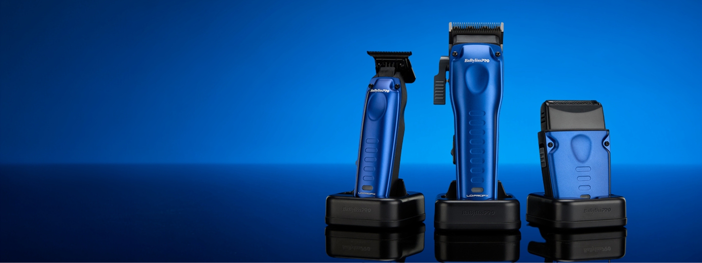 image of black barber clipper and trimmer with blue lighting