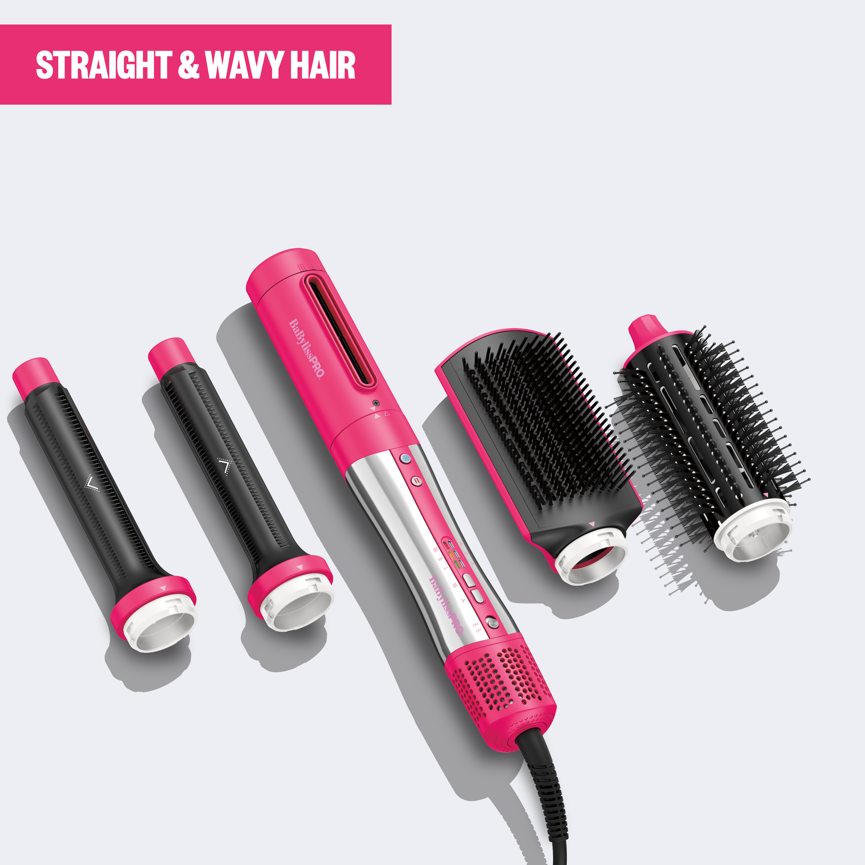 BaBylissPRO Limited Edition Hot Pink StyleSwitch 5-in-1 Multi Styler & Air Styler for Straight & Wavy Hair